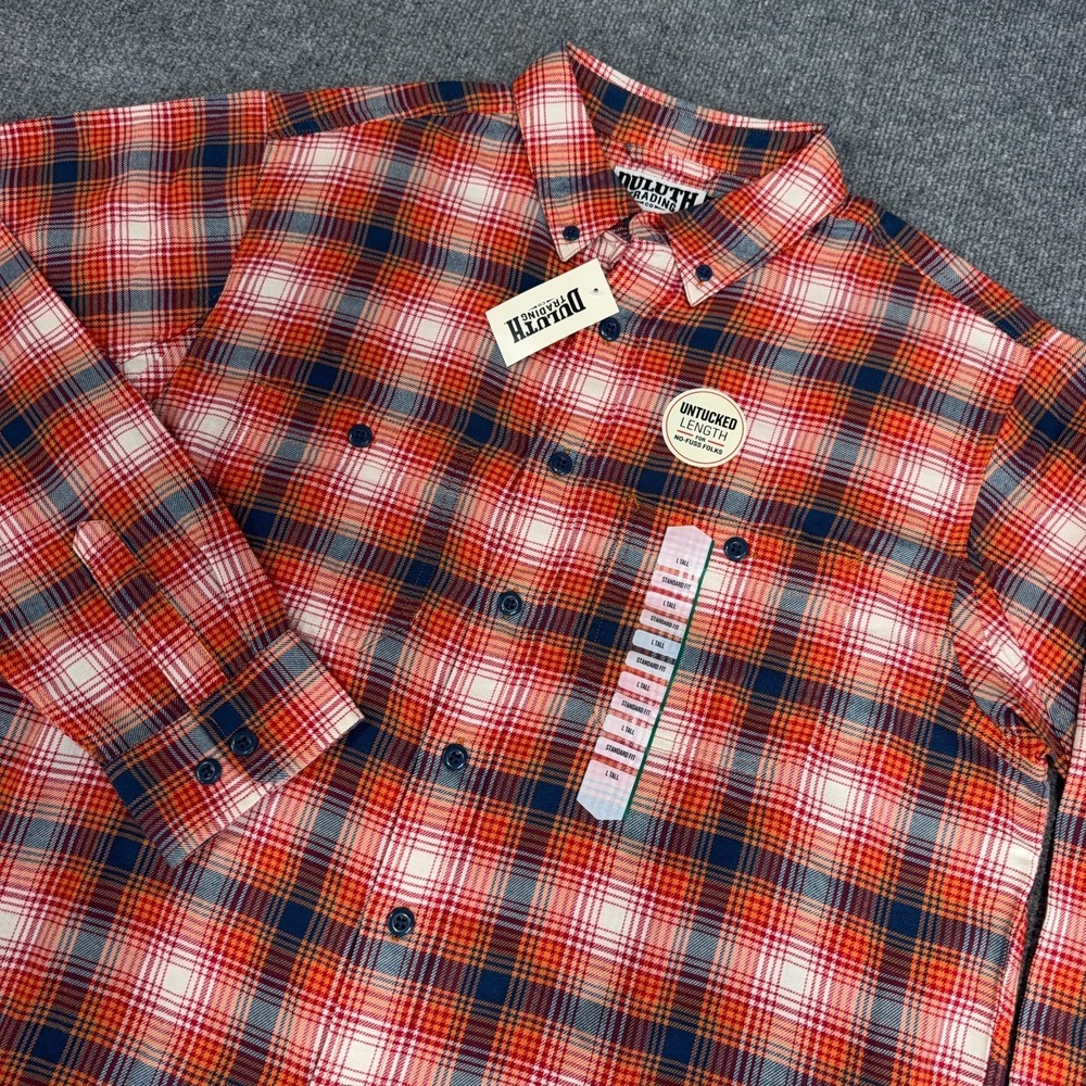 Duluth Shirt Men LT Large Tall Orange Seawool Lightweight Long Sleeve Untucked